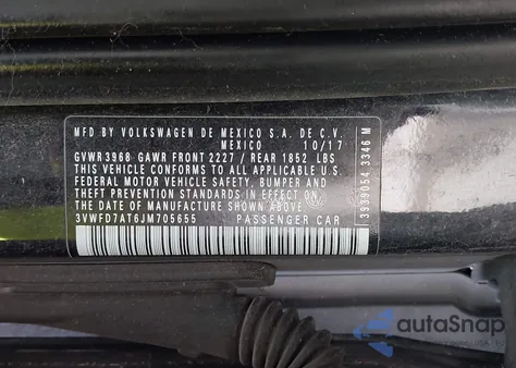 2018 Volkswagen Beetle 2.0T Coast/2.0T S z USA, uszkodzony, nr VIN 3VWFD7AT6JM705655